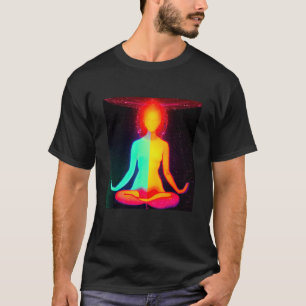 Yoga-Mädchen weibliche Sonnengruß-Meditation Chakr T-Shirt