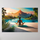 Yoga-Malerei: Serene Meditation am Bergsee Poster (Vorne)