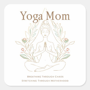 Yoga-Mama atmet durch die Mutterschaft Quadratischer Aufkleber