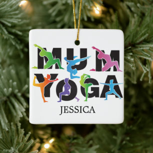 Yoga Mama Meditation Hobby Niedliche Mama Keramikornament