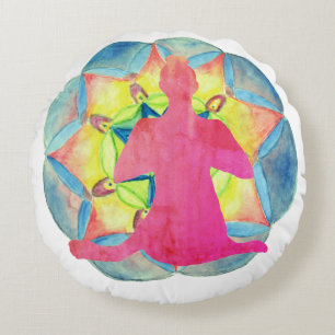 Yoga-Mandala-Kunstkissen Rundes Kissen