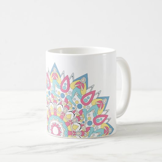 Yoga Mandala with Three Poses Pattern Kaffeetasse (VorderseiteRechts)