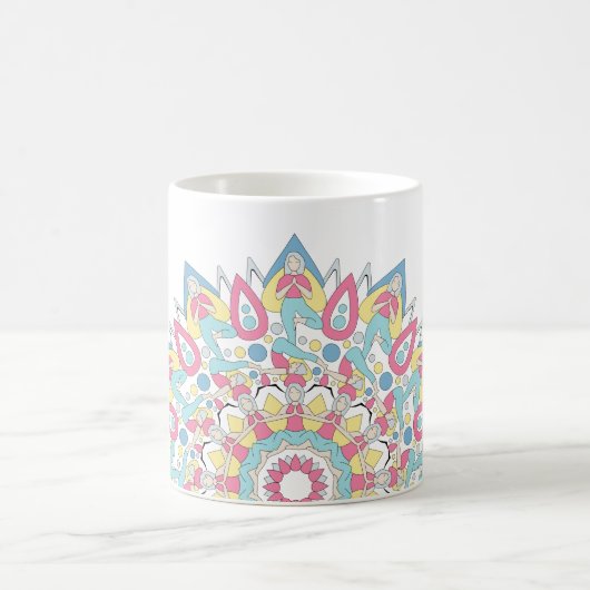 Yoga Mandala with Three Poses Pattern Kaffeetasse (Mittel)