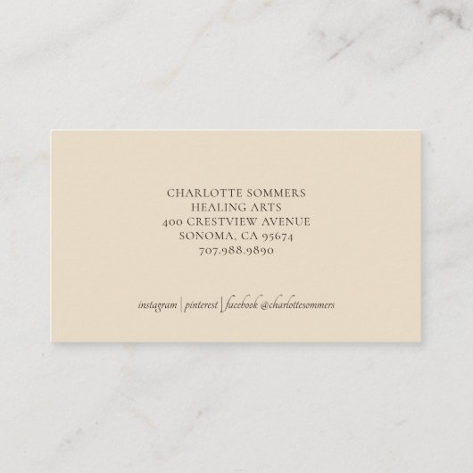 Yoga Massage Henna Hands Visitenkarte (Rückseite)