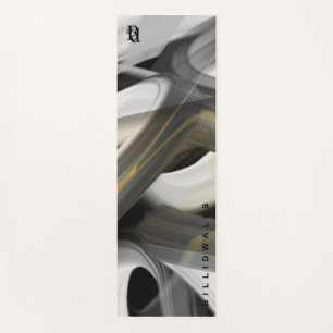 Yoga Mat Abstrakte Kunst Schwarz Weiß Gold Yogamatte