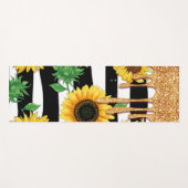 Yoga Mat schwarz-weiß gestreift mit Sonnenblumen Yogamatte (Vorderseite (Horizontal))
