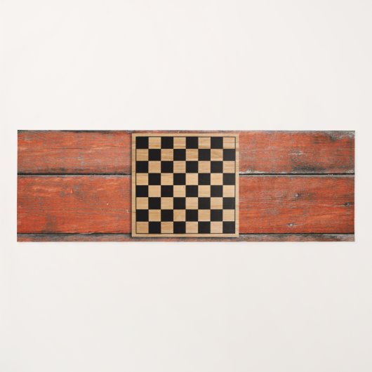 Yoga Mat Vintage Holzbodenplatte Schachbrett Yogamatte (Vorderseite (Horizontal))