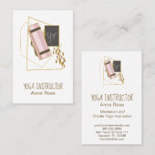*~* Yoga Mat Yoga Instructor Polygon Glitzer Gold Visitenkarte (Vorne/Hinten)