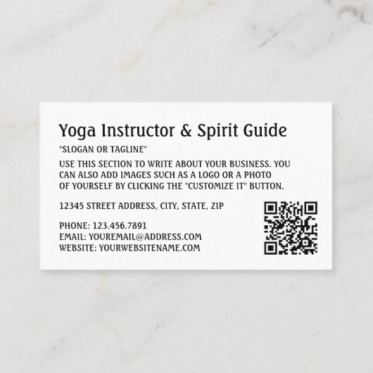 Yoga Mat, Yoga Instructor Visitenkarte (Rückseite)