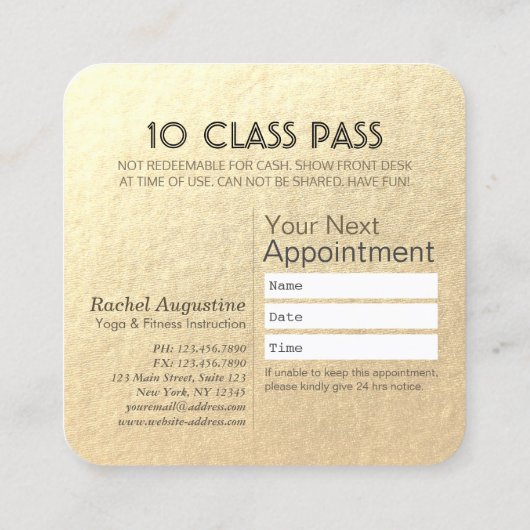 Yoga Mediation Instructor Class Pass Loyalty Card Treuekarte (Rückseite)