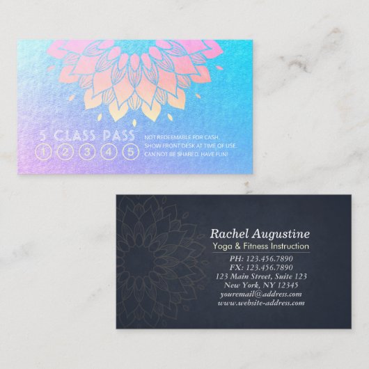 Yoga Mediation Instructor Class Pass Loyalty Card Treuekarte (Vorne/Hinten)