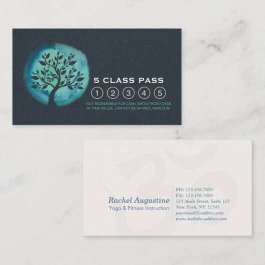 Yoga Mediation Instructor Class Pass Loyalty Card Treuekarte (Vorne/Hinten)