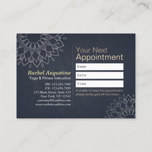 Yoga Mediation Instructor Class Pass Loyalty Card Treuekarte (Rückseite)