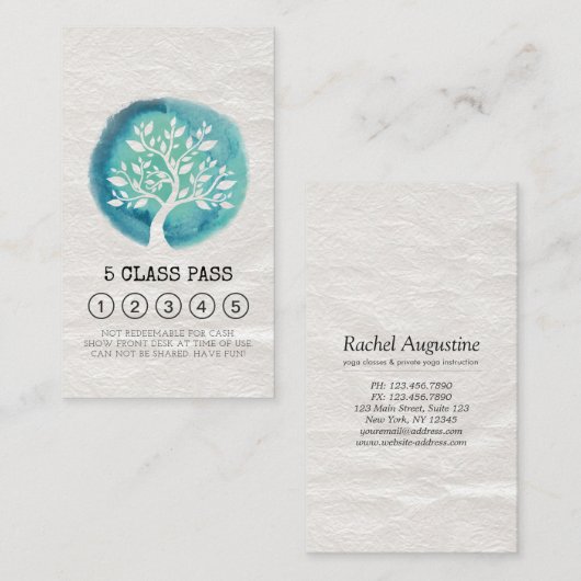 Yoga Mediation Instructor Class Pass Loyalty Card Treuekarte (Vorne/Hinten)