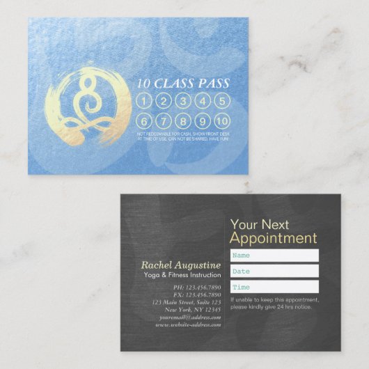 Yoga Mediation Instructor Class Pass Loyalty ZEN Treuekarte (Vorne/Hinten)