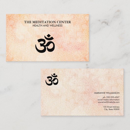 Yoga Mediation Tribal Muster Visitenkarte (Vorne/Hinten)