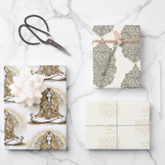 Yoga Mediation Wrapping Paper Geschenkpapier Set (Vorderseite)
