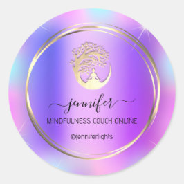 Yoga Medical Therapist Couch Holograph Lila Runder Aufkleber
