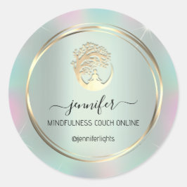 Yoga Medical Therapist Couch Holograph Mint Runder Aufkleber