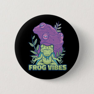 Yoga Meditating Frog Button