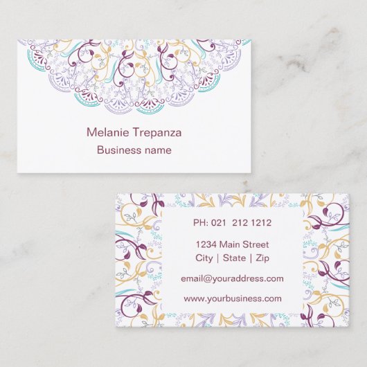Yoga Meditation Blumenmandala für beruflichen Visitenkarte (Vorne/Hinten)
