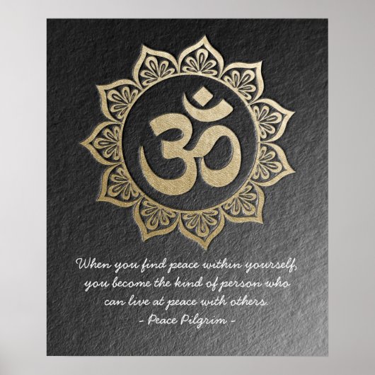 YOGA Meditation Chic Black Gold OM Mandala Quotes Poster (Vorne)