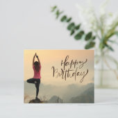 Yoga Meditation Frau Happy Birthday Postkarte (Stehend Vorderseite)