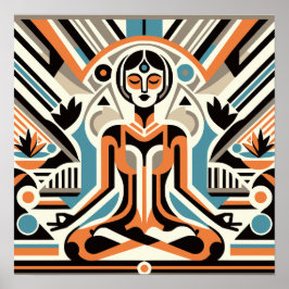 Yoga-Meditation für Frauen Art-Déco-Workout Poster