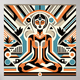 Yoga-Meditation für Frauen Art-Déco-Workout Poster
