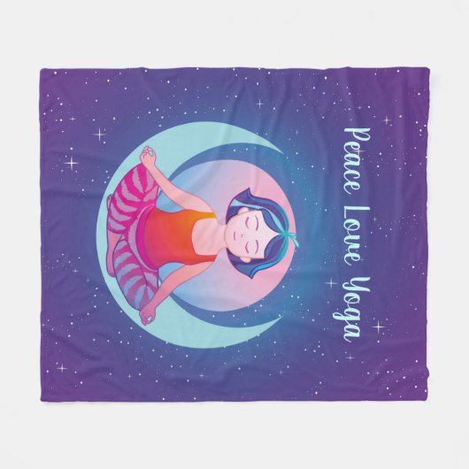 Yoga Meditation Girl Fleecedecke (Vorderseite (Horizontal))