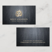 Yoga & Meditation Gold Om Mantra Dunkelgrau Visitenkarte (Vorne/Hinten)