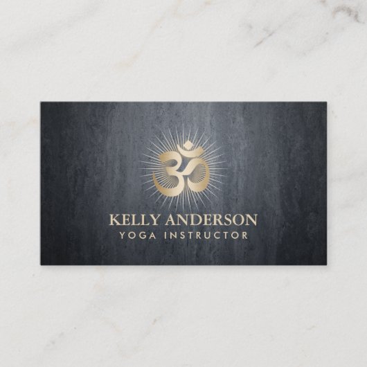 Yoga & Meditation Gold Om Mantra Dunkelgrau Visitenkarte (Vorderseite)