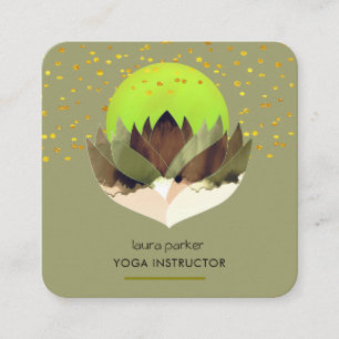 Yoga Meditation Green Limon Lotus Blume Massage Quadratische Visitenkarte
