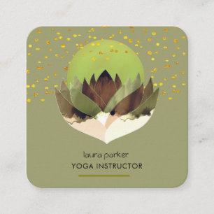 Yoga Meditation Green Limon Lotus Blume Massage Quadratische Visitenkarte