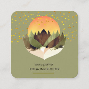 Yoga Meditation Green Limon Lotus Blume Massage Quadratische Visitenkarte