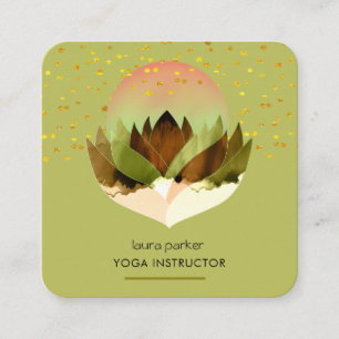 Yoga-Meditation Grün Limette Lotusblume Massage  Quadratische Visitenkarte