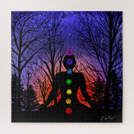 Yoga Meditation im Park | Sonnenuntergang und Bäum Puzzle