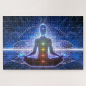 YOGA MEDITATION IN LOTUS POSITION WITH CHAKRA PUZZLE (Horizontal)