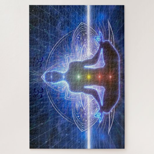 YOGA MEDITATION IN LOTUS POSITION WITH CHAKRA PUZZLE (Vertikal)