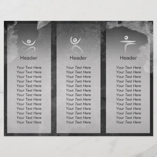 Yoga Meditation Instructor B&W Tree Logo Tri-Falte (Rückseite)