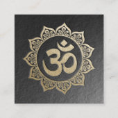 YOGA Meditation Instructor Black Gold OM Mandala Quadratische Visitenkarte (Vorderseite)