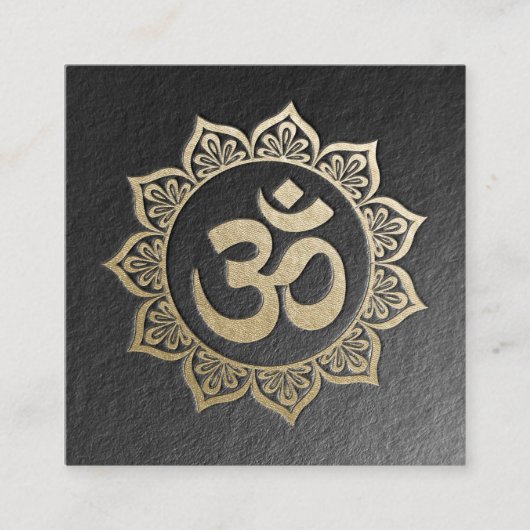 YOGA Meditation Instructor Black Gold OM Mandala Quadratische Visitenkarte (Vorderseite)
