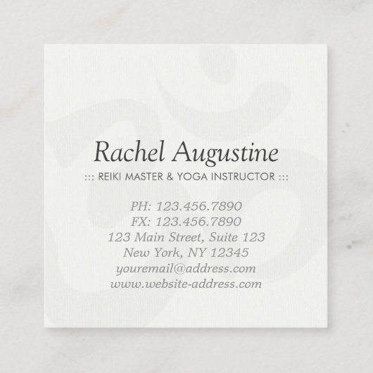 YOGA Meditation Instructor Black Gold OM Mandala Quadratische Visitenkarte (Rückseite)