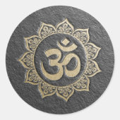 YOGA Meditation Instructor Black & Gold OM Mandala Runder Aufkleber (Vorderseite)