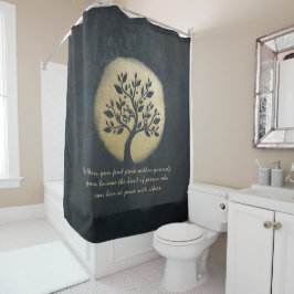 Yoga Meditation Instructor Black Gold Tree Quotes Duschvorhang