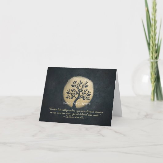 Yoga Meditation Instructor Black Gold Tree Quotes Karte (Vorderseite)
