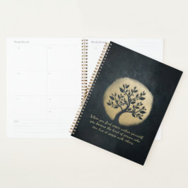 Yoga Meditation Instructor Black Gold Tree Quotes Planer