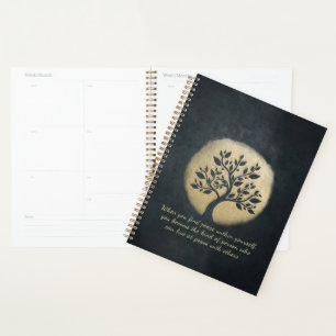 Yoga Meditation Instructor Black Gold Tree Quotes Planer