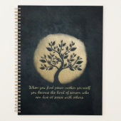 Yoga Meditation Instructor Black Gold Tree Quotes Planer (Vorderseite)