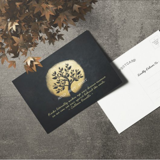 Yoga Meditation Instructor Black Gold Tree Quotes Postkarte
